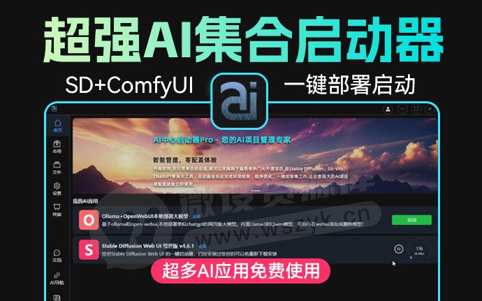 超强AI集合启动器！一键SD+ComfyUI 自动安装部署，含AI绘画/换脸/对话（240713）