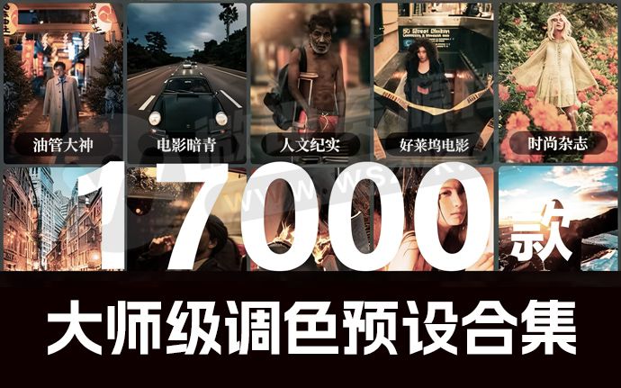 17000+大师级调色预设合集！XMP格式全中文分类，一键套用 LR PS通用（260103）